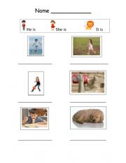 English Worksheet: Singular Pronouns Writing Practice