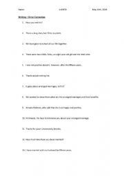 English Worksheet: Error correction for Spanish students