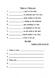 English Worksheet: there is ther are
