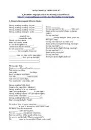 English Worksheet: �GET UP STAND UP� BOB MARLEY