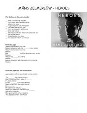 Mns Zelmerlw - Heroes song worksheet