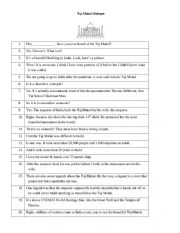 English Worksheet: Taj Mahal Dialogue 