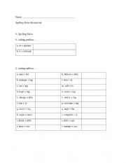 English Worksheet: Spelling rules homework