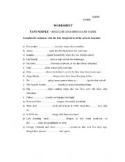 English Worksheet: past simple
