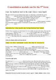 English Worksheet: consolidation module one for 9th form