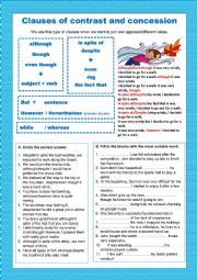 English Worksheet: Connectors of contrast and concession