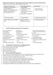 English Worksheet: expressing opinion,agreeing,disagreeing 