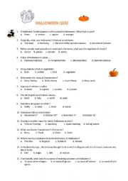 English Worksheet: Halloween Quiz
