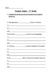 English Worksheet: Present Simple 