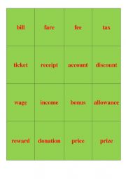 English worksheet: Money (confusing words)