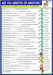 English Worksheet: Adjectives ED or ING with KEY
