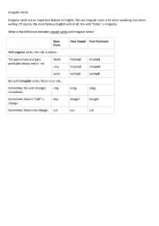 English Worksheet: irregular verbs