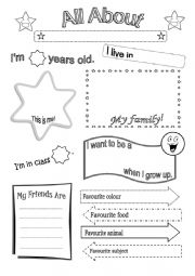 English Worksheet: all about me