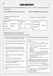 English Worksheet: Cause and Effect