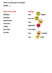 English Worksheet: Days and emotions
