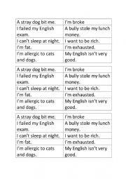 English Worksheet: Problem Cards