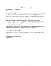 English Worksheet: modal for applying for formal letter 