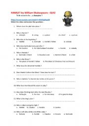 English Worksheet: hamlet : a quiz for kids 