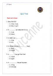 English Worksheet: animals quiz
