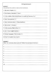 English Worksheet: unscramble the words