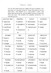 English Worksheet: TABOO 