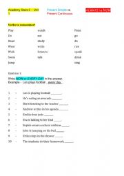Academy Stars 3 - Unit 1 - Present Simple vs Continuous
