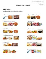 food fruits & vegetables multiple choice tasks