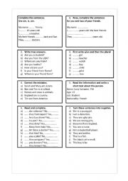 English Worksheet: Verb to be/practice or easy test