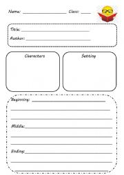 English Worksheet: Fiction Book Report