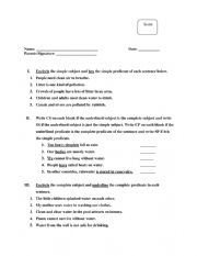 English Worksheet: Sentence and Fragment Activity worksheet