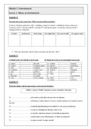 English Worksheet: Means of entertainment