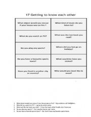 English Worksheet: GETTING TO KNOW YOU
