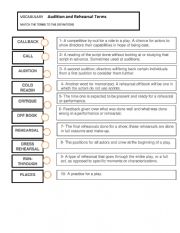 English Worksheet: Audition and Rehearsal Terms