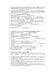 English Worksheet: Can- coul-be able to