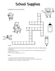 Classroom Objects Crossword puzzle