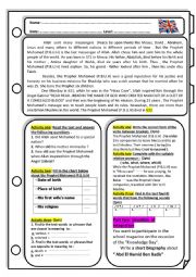 English worksheet: the Prophet Mohamed (P.B.U.H