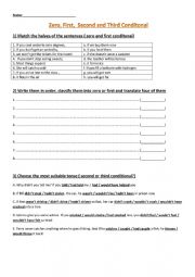 English Worksheet: zero / first / second / third conditionals