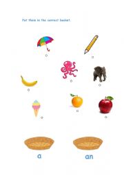 English Worksheet: Put them in the correct basket
