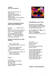 English Worksheet: Hymn for the Weekend, Coldplay 