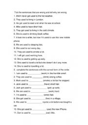 English Worksheet: used to be used to get used to 