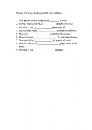 English Worksheet: Movie - angry birds
