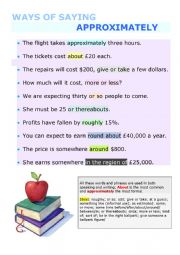 English Worksheet: Ways of saying approximately 