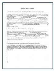 English Worksheet: initial test 7th grade