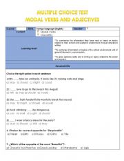 English Worksheet: Test: Modal Verbs and Opposites