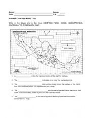 English Worksheet: Geography: Elements of a Map Quiz