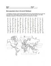 English Worksheet: Geography: Most populated cities in the world WebQuest