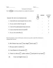 English Worksheet: Punctuation Practice