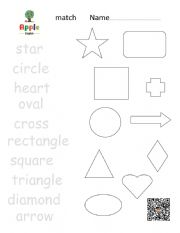 shapes, trace and match worksheet, color in, write