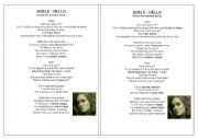 English Worksheet: Adele Hello song