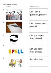 Useful language for lessons: sorting & poster